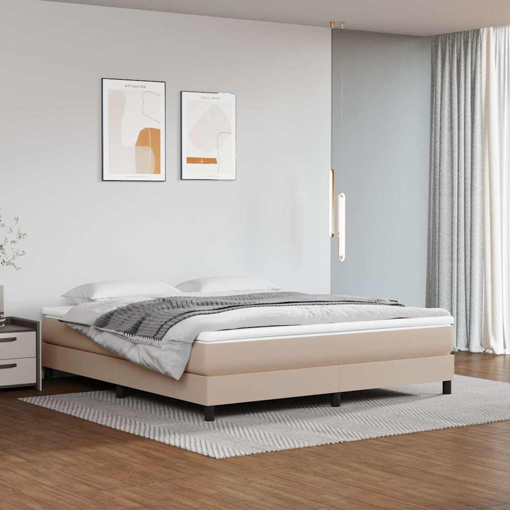 Vidaxl pocketveringmatras medium 160x200x20 cm kunstleer cappuccinokleurig