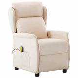 Vidaxl massagestoel met kussen crème 93.5 x 67.5 x 101.5 cm stof