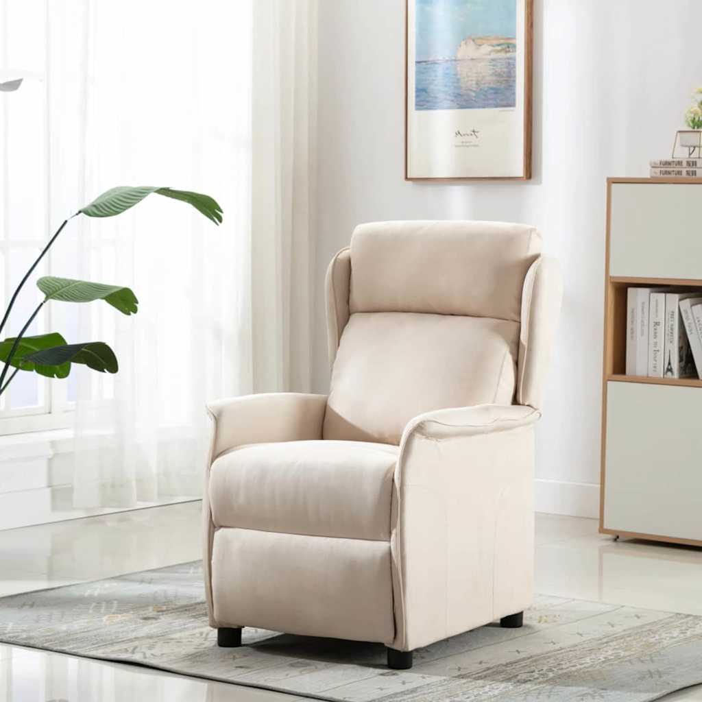 Vidaxl massagestoel met kussen crème 93.5 x 67.5 x 101.5 cm stof