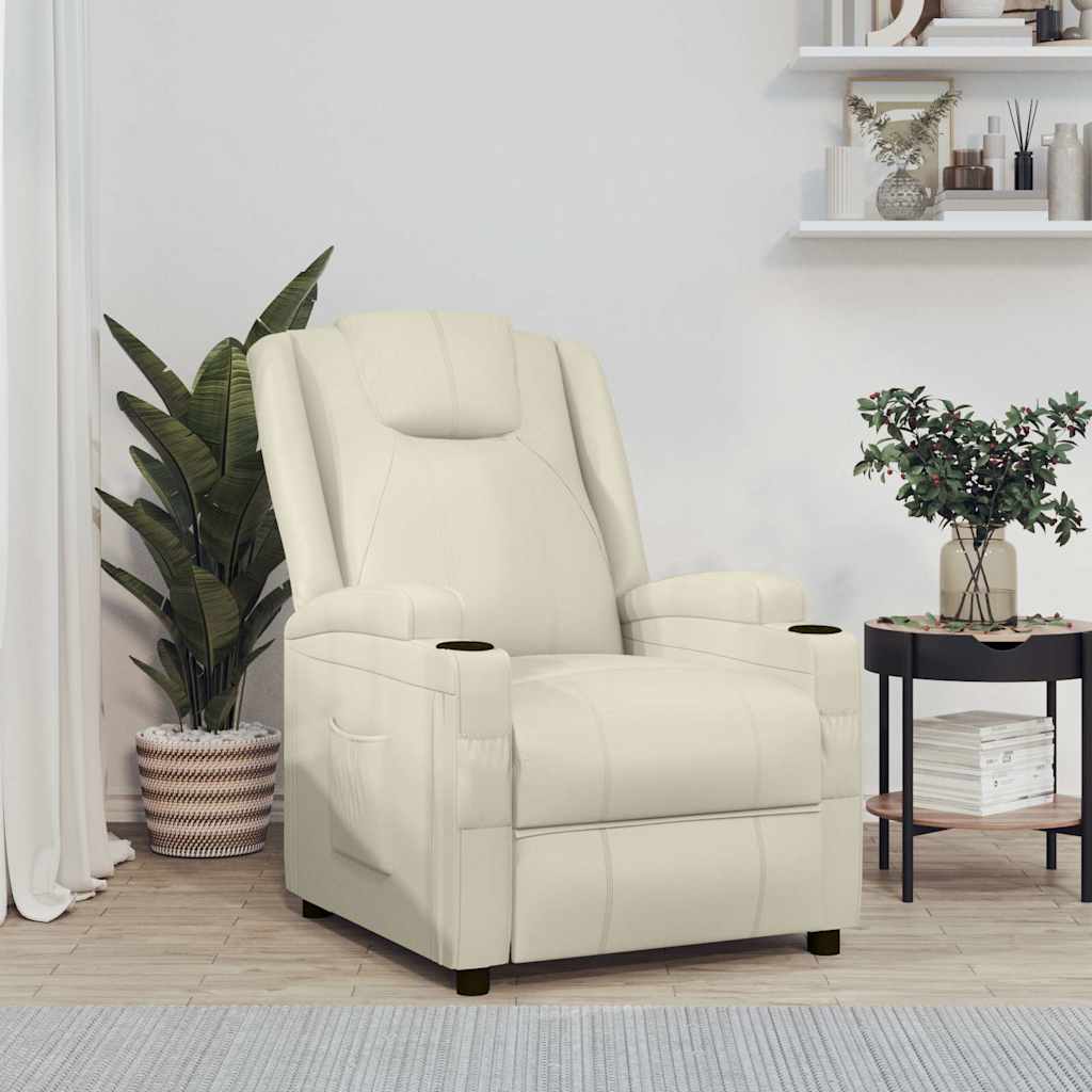 Vidaxl fauteuil verstelbaar kunstleer crèmewit