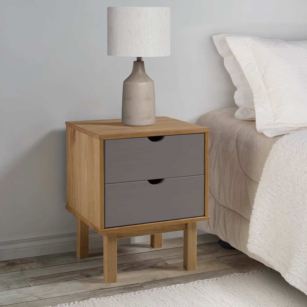 Vidaxl nachtkastje otta 45x39x57 cm grenenhout bruin en grijs