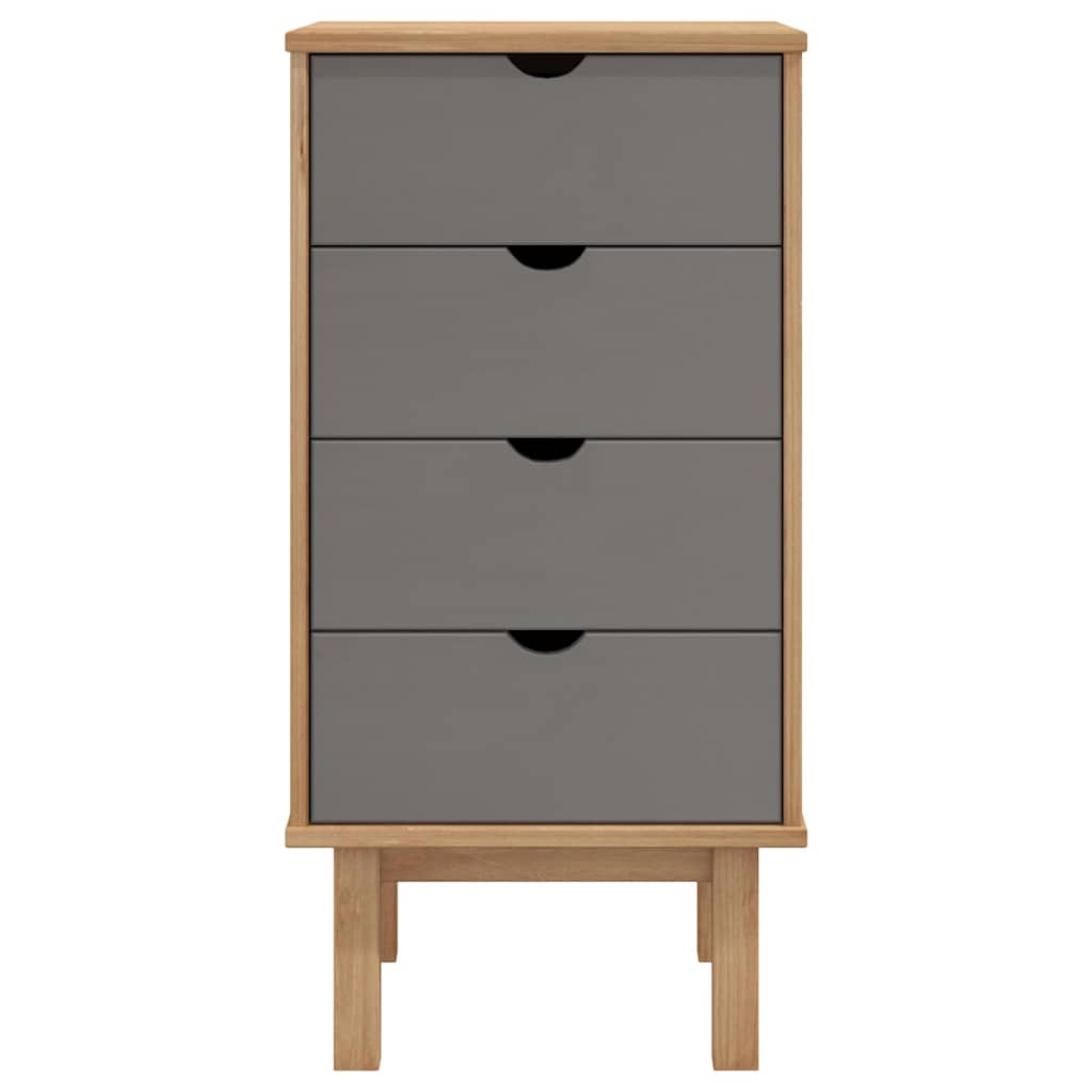 Vidaxl ladekast otta 45x39x90 cm massief grenenhout bruin en grijs