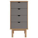 Vidaxl ladekast otta 45x39x90 cm massief grenenhout bruin en grijs