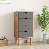Vidaxl ladekast otta 45x39x90 cm massief grenenhout bruin en grijs
