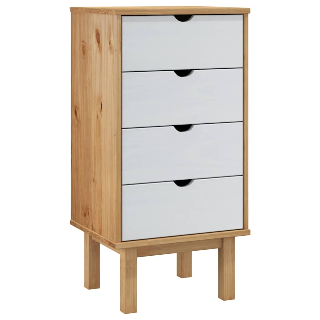 Vidaxl ladekast otta 45x39x90 cm massief grenenhout bruin en wit