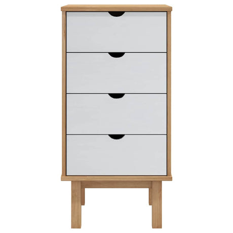 Vidaxl ladekast otta 45x39x90 cm massief grenenhout bruin en wit