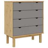 Vidaxl ladekast otta 76,5x39,5x90 cm massief grenenhout bruin en grijs