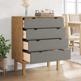 Vidaxl ladekast otta 76,5x39,5x90 cm massief grenenhout bruin en grijs