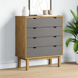 Vidaxl ladekast otta 76,5x39,5x90 cm massief grenenhout bruin en grijs