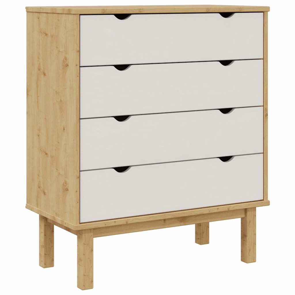 Vidaxl ladekast otta 76,5x39,5x90 cm massief grenenhout bruin en wit