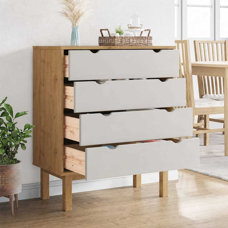 Vidaxl ladekast otta 76,5x39,5x90 cm massief grenenhout bruin en wit