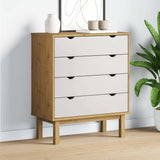 Vidaxl ladekast otta 76,5x39,5x90 cm massief grenenhout bruin en wit