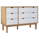 Vidaxl ladekast otta 111x43x73,5 cm massief grenenhout bruin en wit