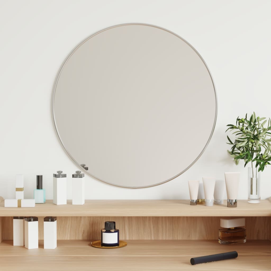 Vidaxl Wall Mirror Round Ø50 cm sølvfarvet