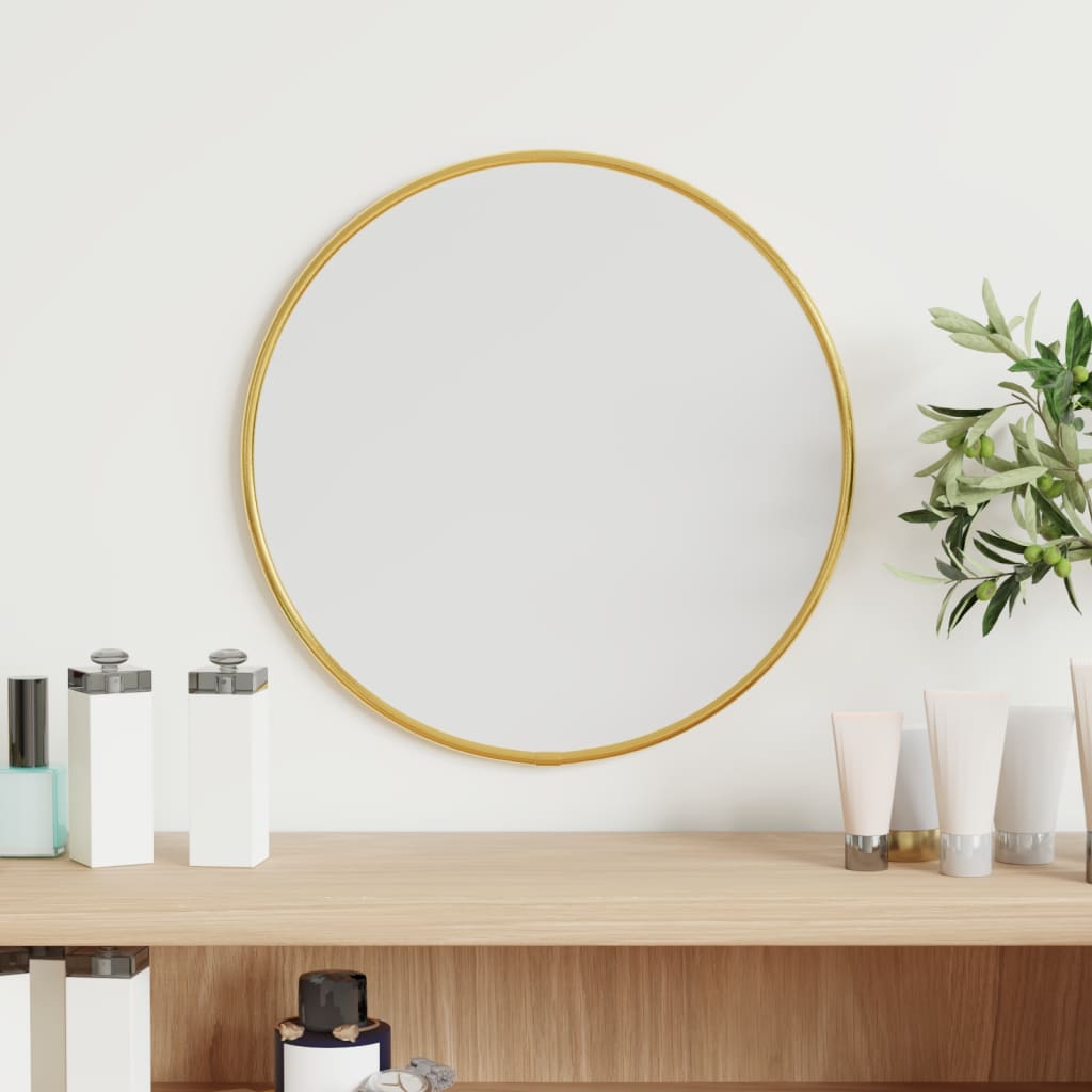 Espejo de pared Vidaxl alrededor de Ø30 cm de oro