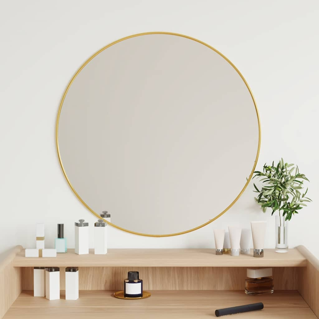 Vidaxl Wall Mirror Round Ø60 cm guldfarvet