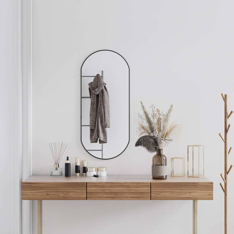Vidaxl wandspiegel 90x40 cm ovaal zwart