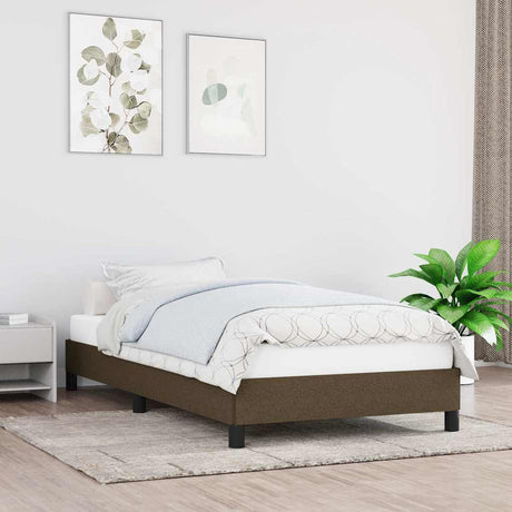 Vidaxl bedframe zonder matras 100x200 cm stof donkerbruin