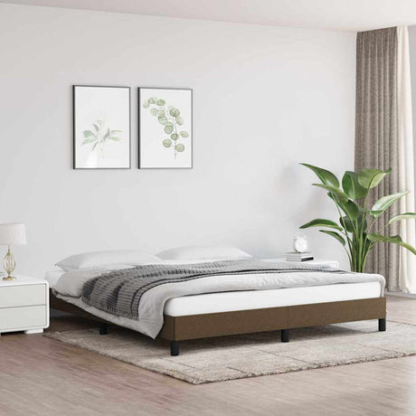 Vidaxl bedframe zonder matras stof donkerbruin 180x200 cm