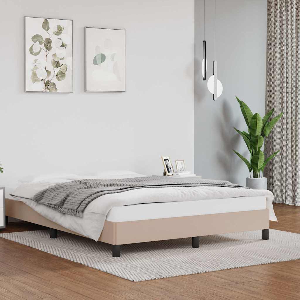 Vidaxl bedframe kunstleer cappuccinokleurig 140x190 cm