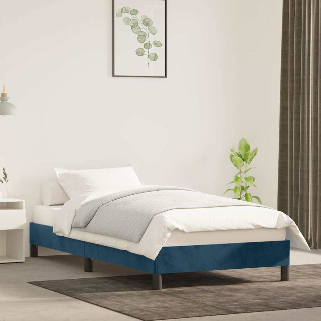 Vidaxl bedframe zonder matras 90x200 cm fluweel donkerblauw