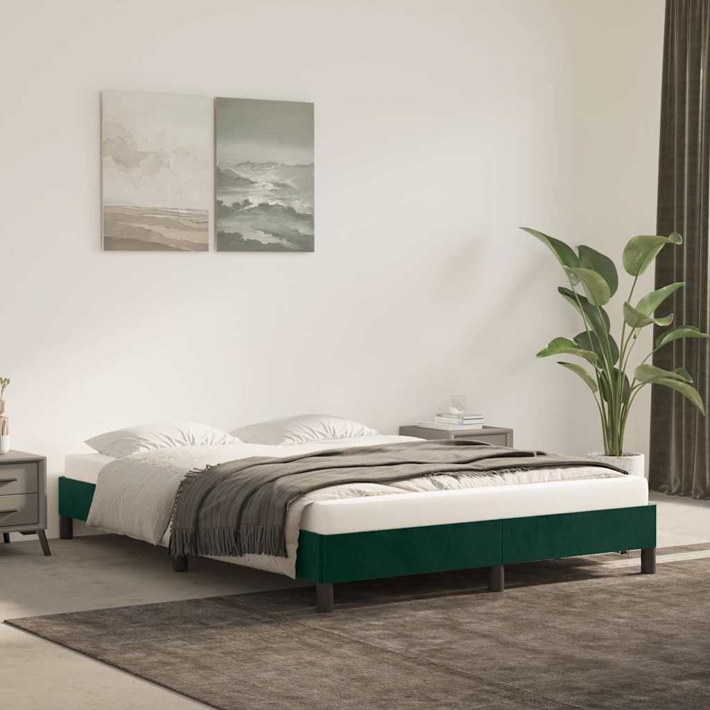 Vidaxl bedframe zonder matras 140x190 cm fluweel donkergroen