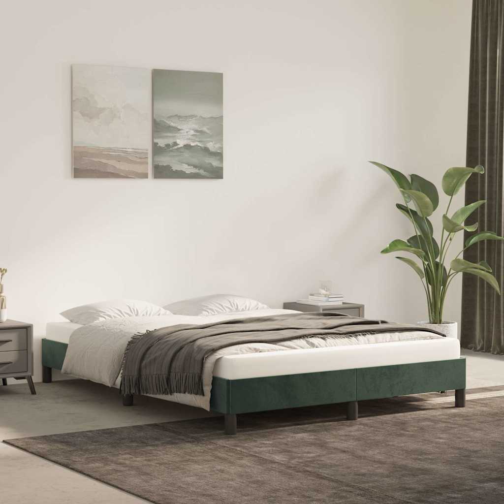 Vidaxl bedframe zonder matras 140x200 cm fluweel donkergroen