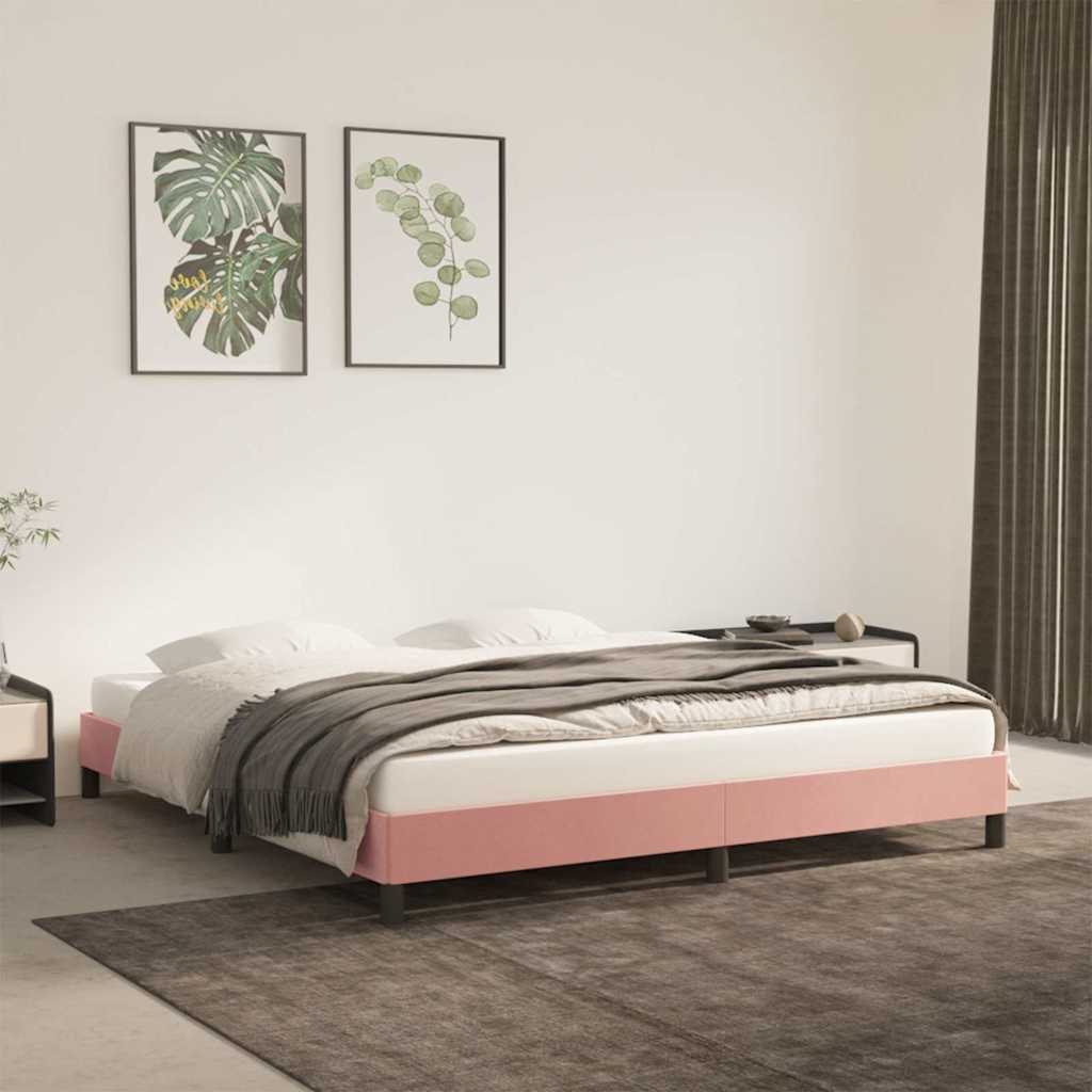 Vidaxl bedframe fluweel roze 160x200 cm