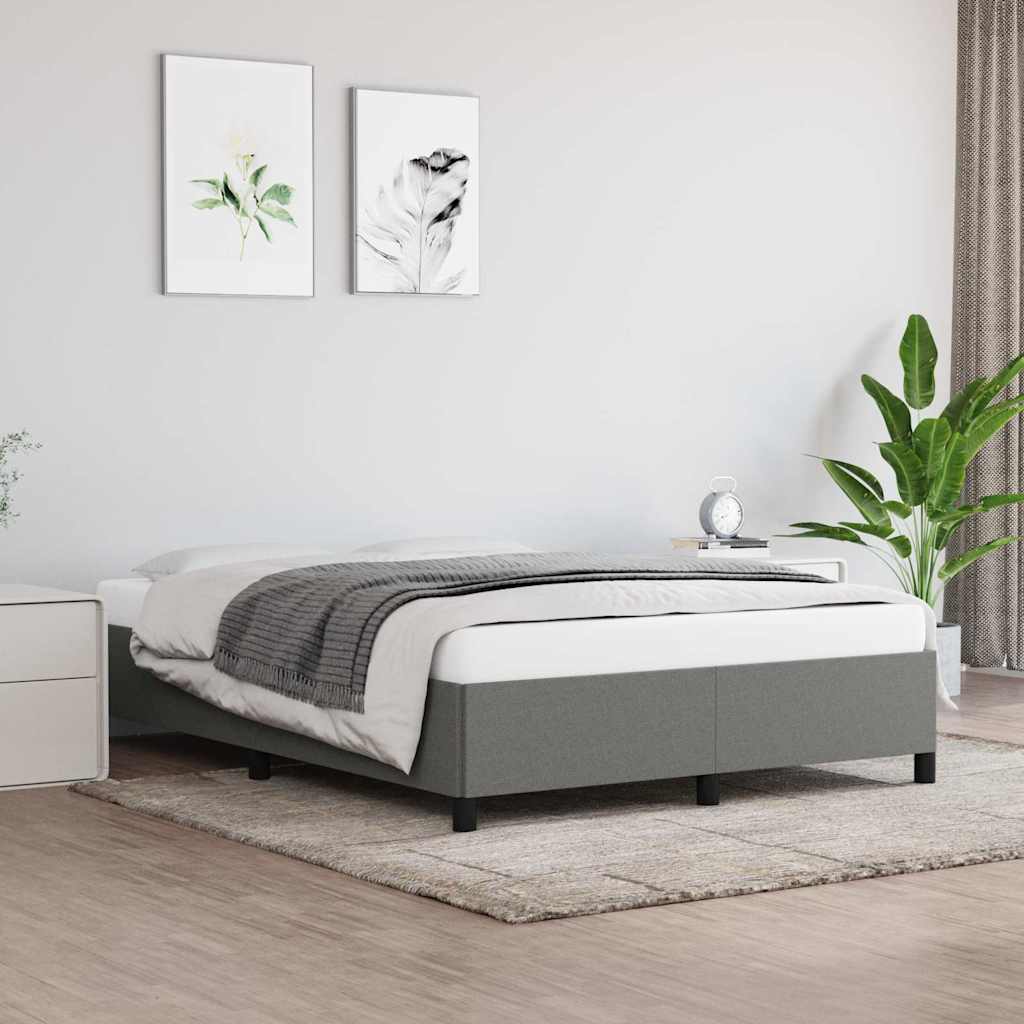Vidaxl bedframe zonder matras stof donkergrijs 140x200 cm