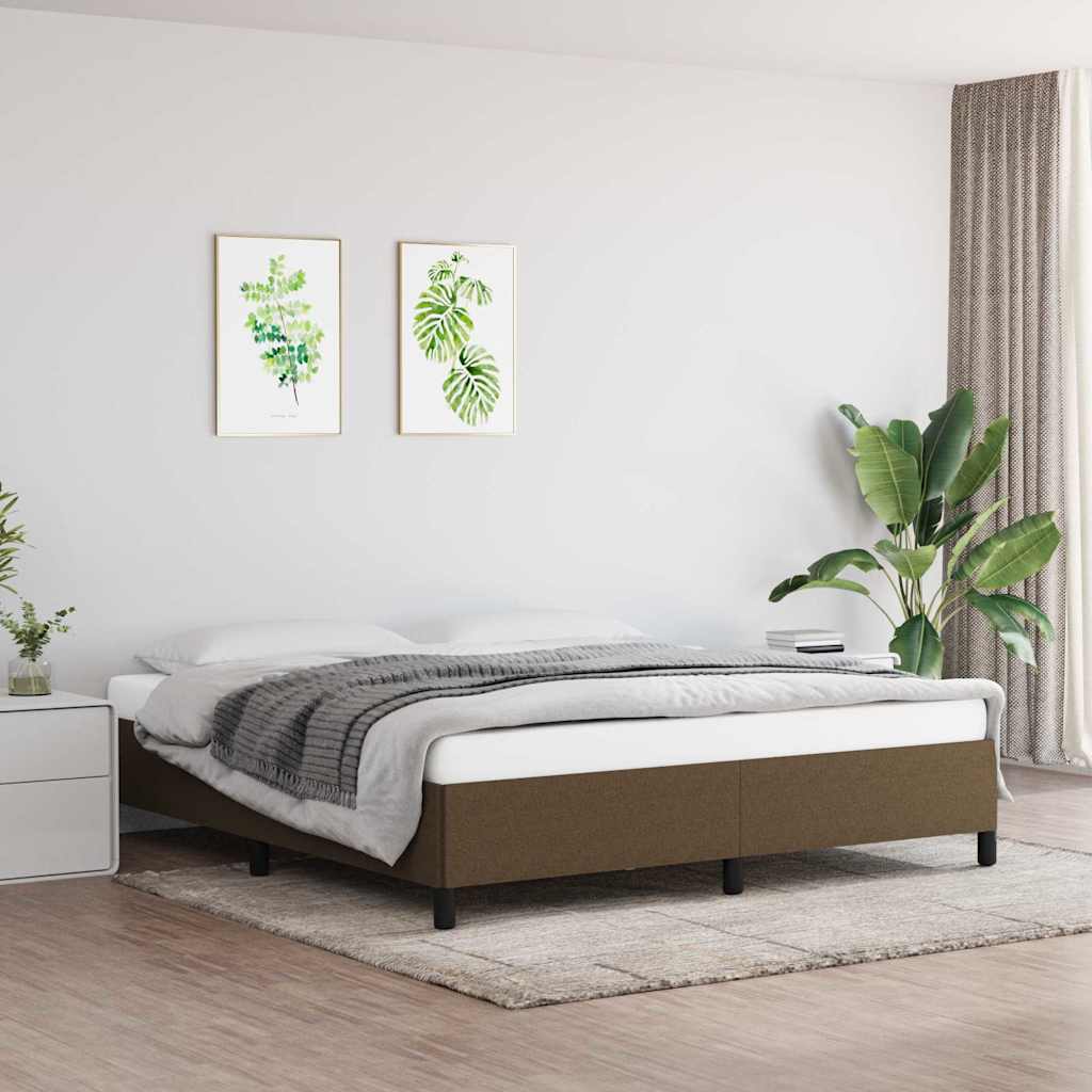 Vidaxl bedframe zonder matras stof donkerbruin 180x200 cm