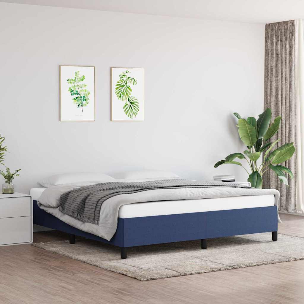 Vidaxl bedframe zonder matras stof blauw 180x200 cm