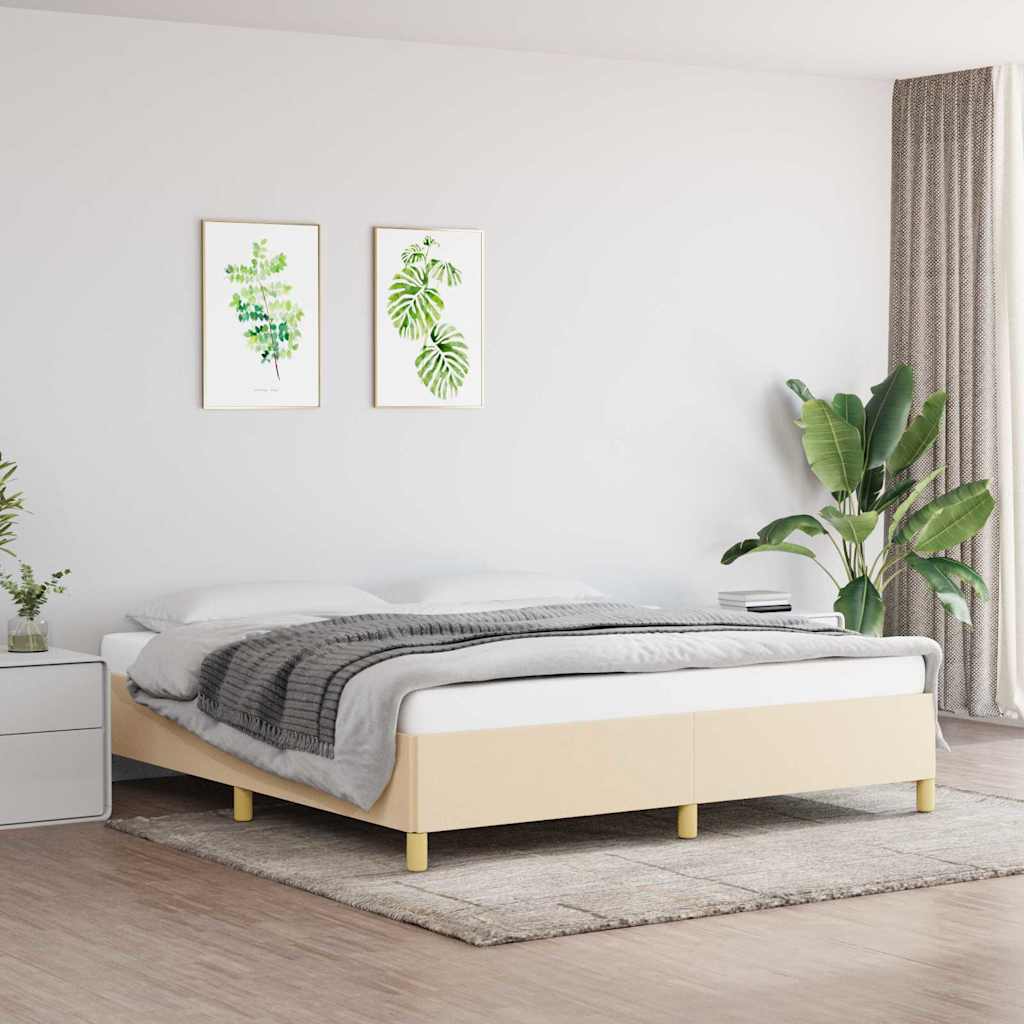 Vidaxl bedframe zonder matras stof crèmekleurig 160x200 cm