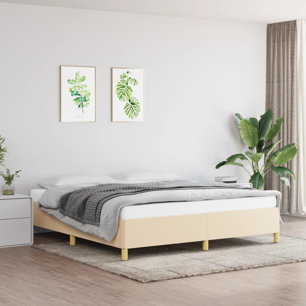 Vidaxl bedframe zonder matras stof crèmekleurig 180x200 cm