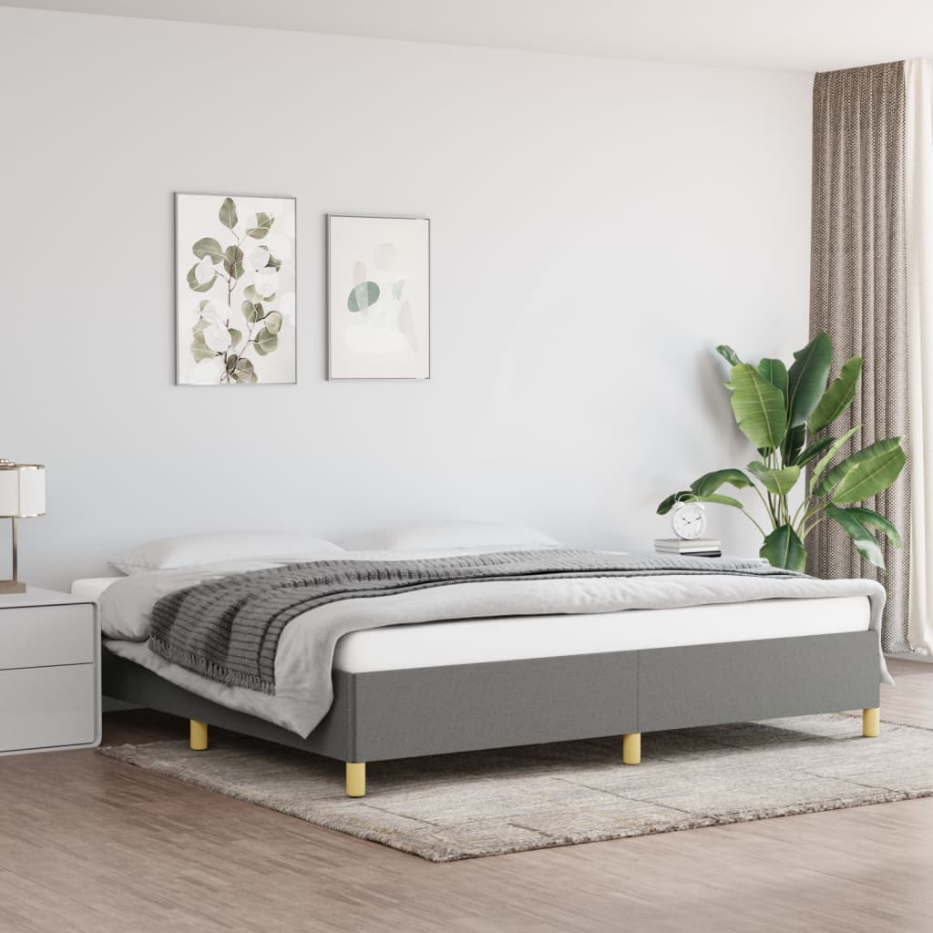 Vidaxl bedframe zonder matras stof donkergrijs 200x200 cm
