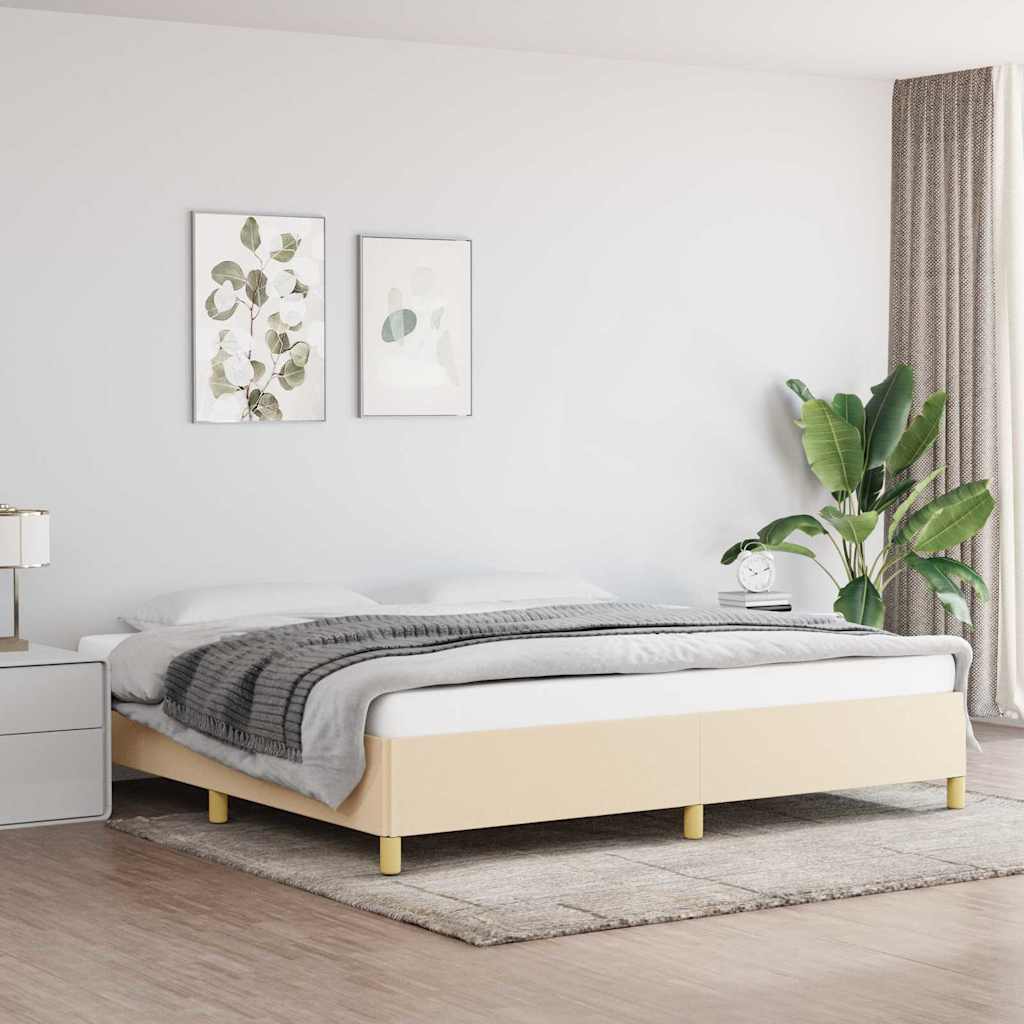 Vidaxl bedframe zonder matras stof crèmekleurig 200x200 cm