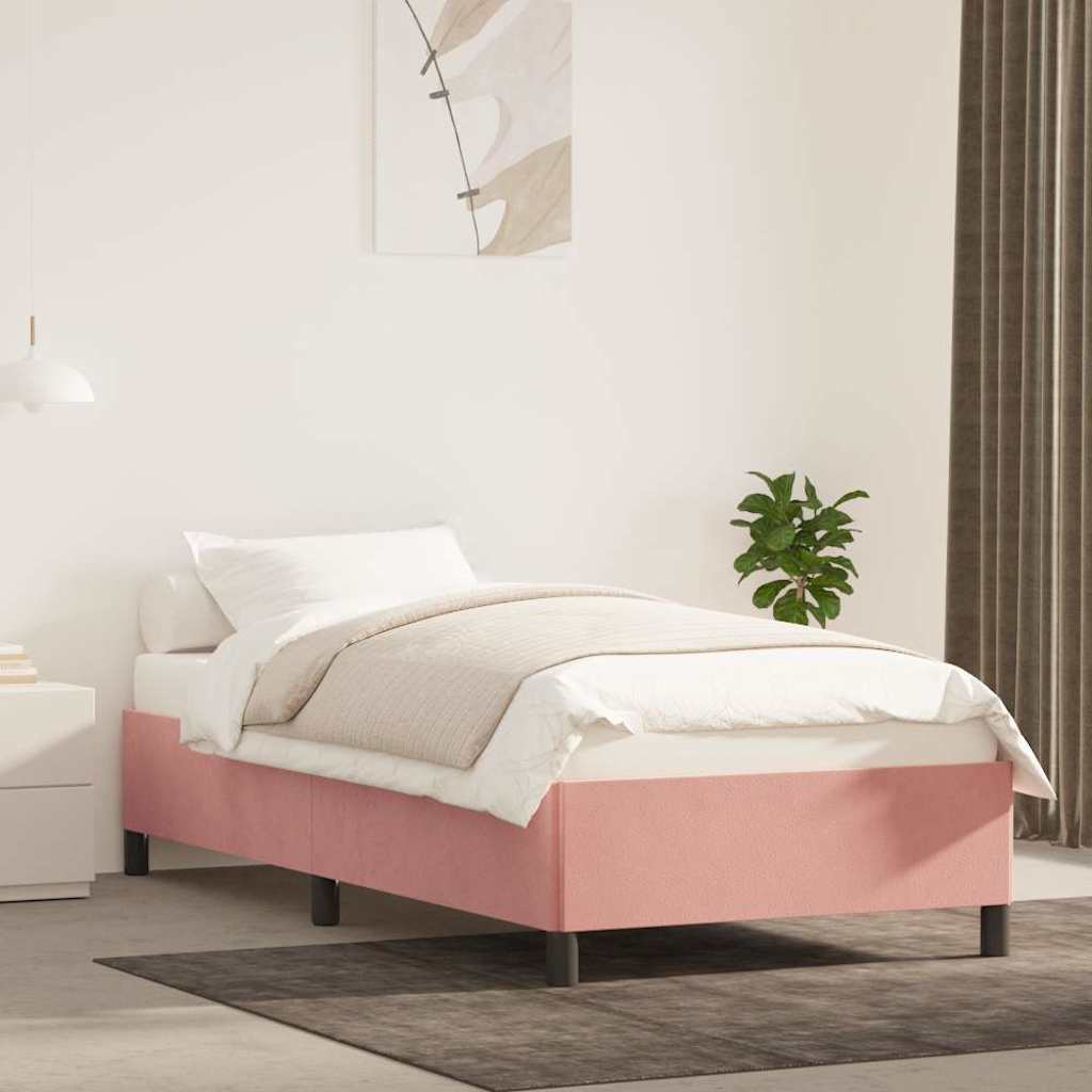 Vidaxl bedframe fluweel roze 100x200 cm