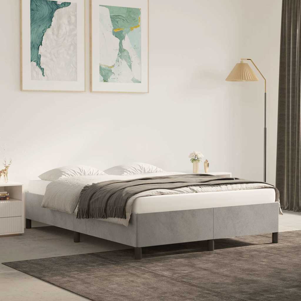 Vidaxl bedframe zonder matras 140x200 cm fluweel lichtgrijs