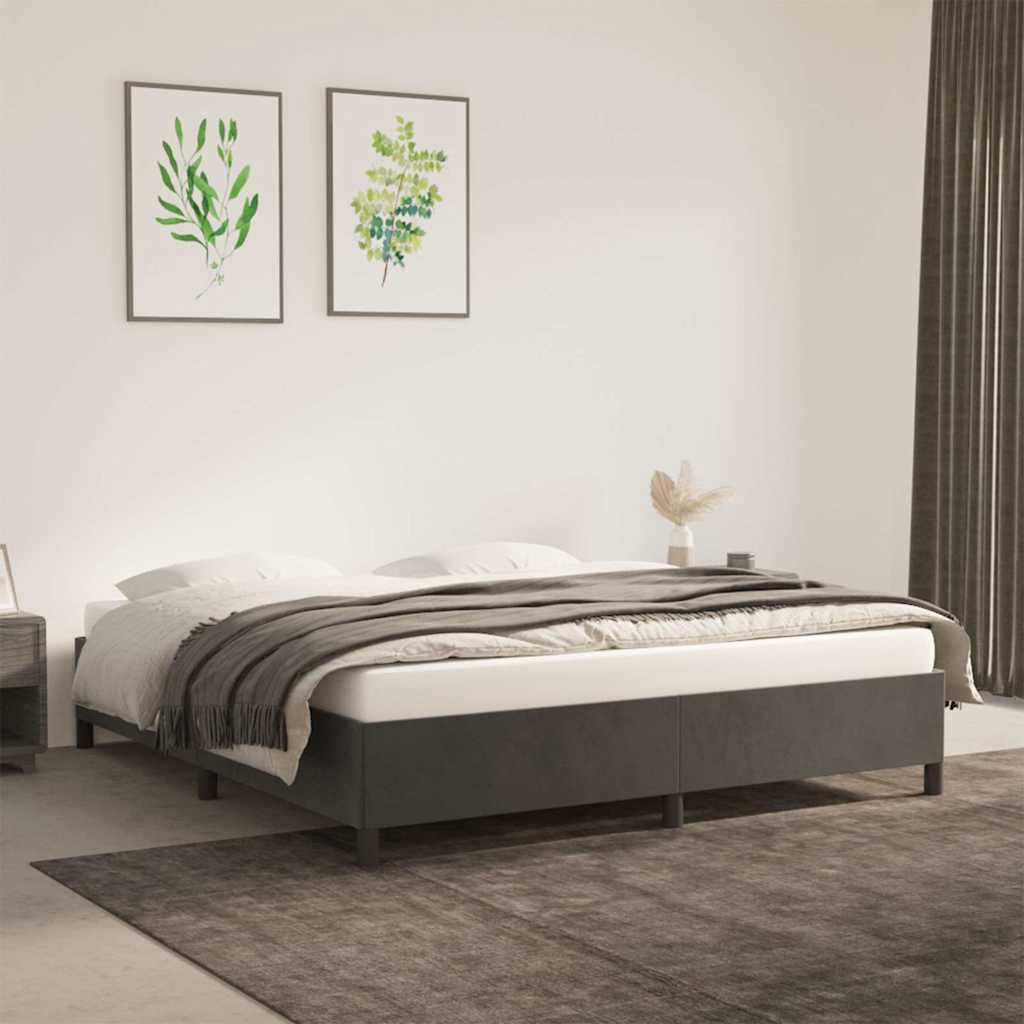 Vidaxl bedframe zonder matras 180x200 cm fluweel donkergrijs