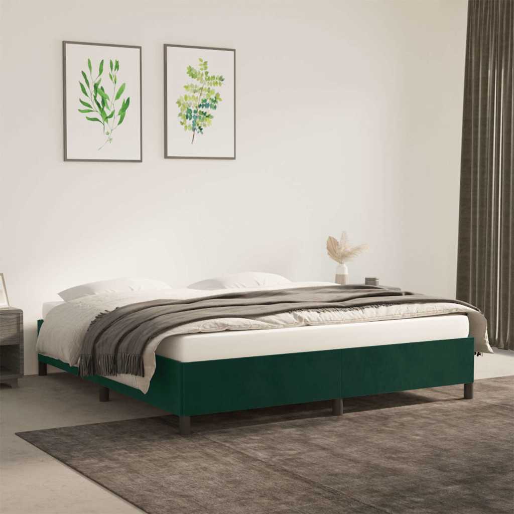 Vidaxl bedframe zonder matras 180x200 cm fluweel donkergroen