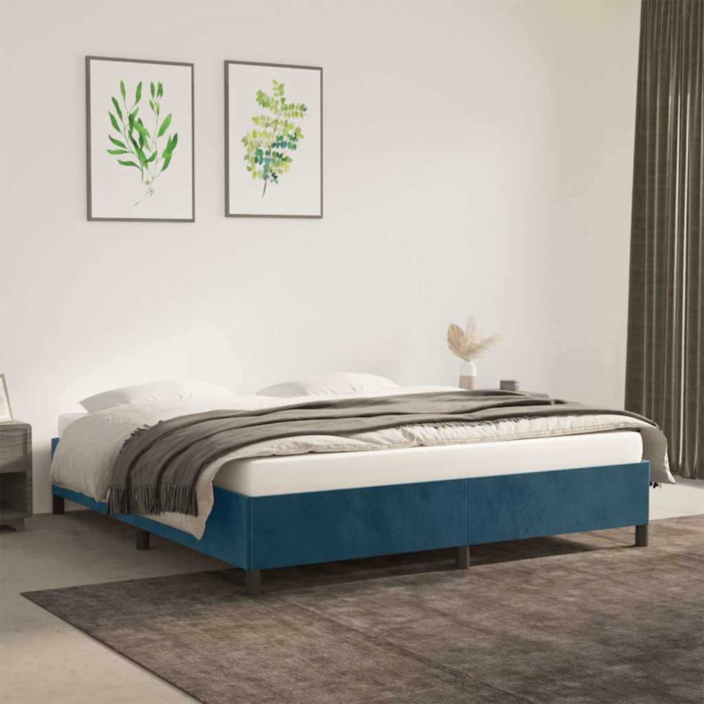 Vidaxl bedframe zonder matras 180x200 cm fluweel donkerblauw