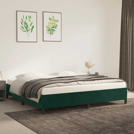 Vidaxl bedframe zonder matras 200x200 cm fluweel donkergroen