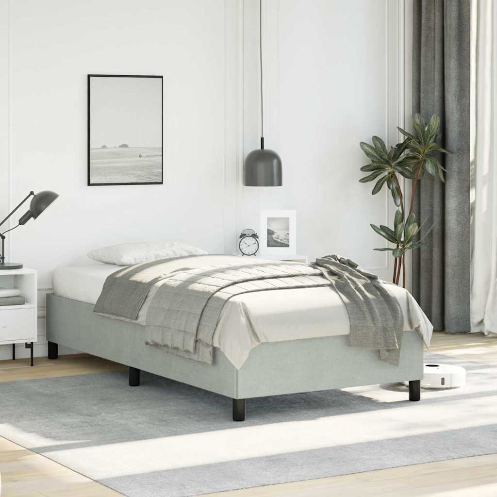 Vidaxl bedframe zonder matras lichtgrijs 100x203 cm twin xl fluweel