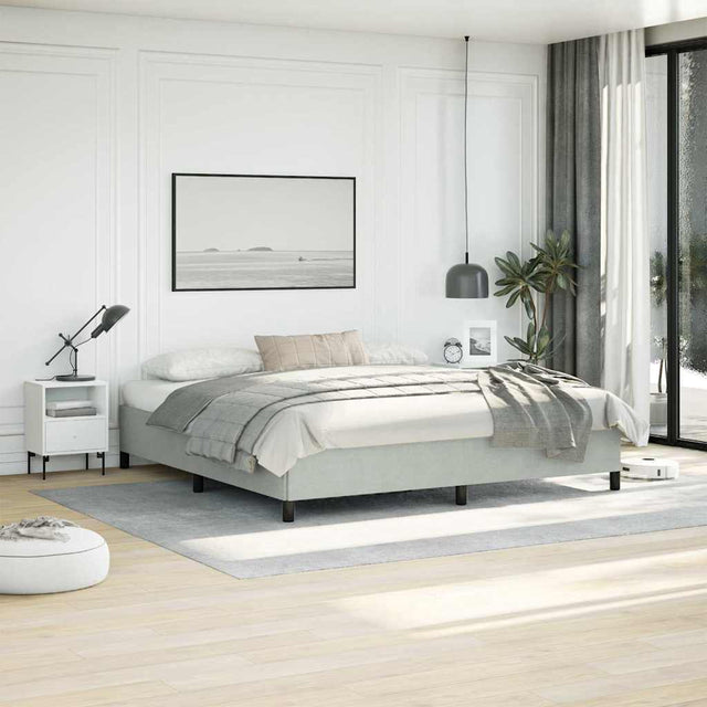 Vidaxl bedframe zonder matras lichtgrijs 193x203 cm kingsize fluweel