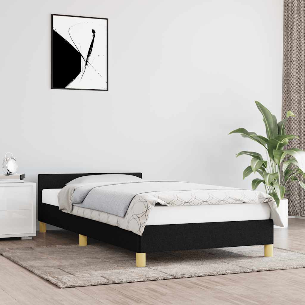 Vidaxl bedframe met hoofdeinde zonder matras 90x190 cm stof zwart