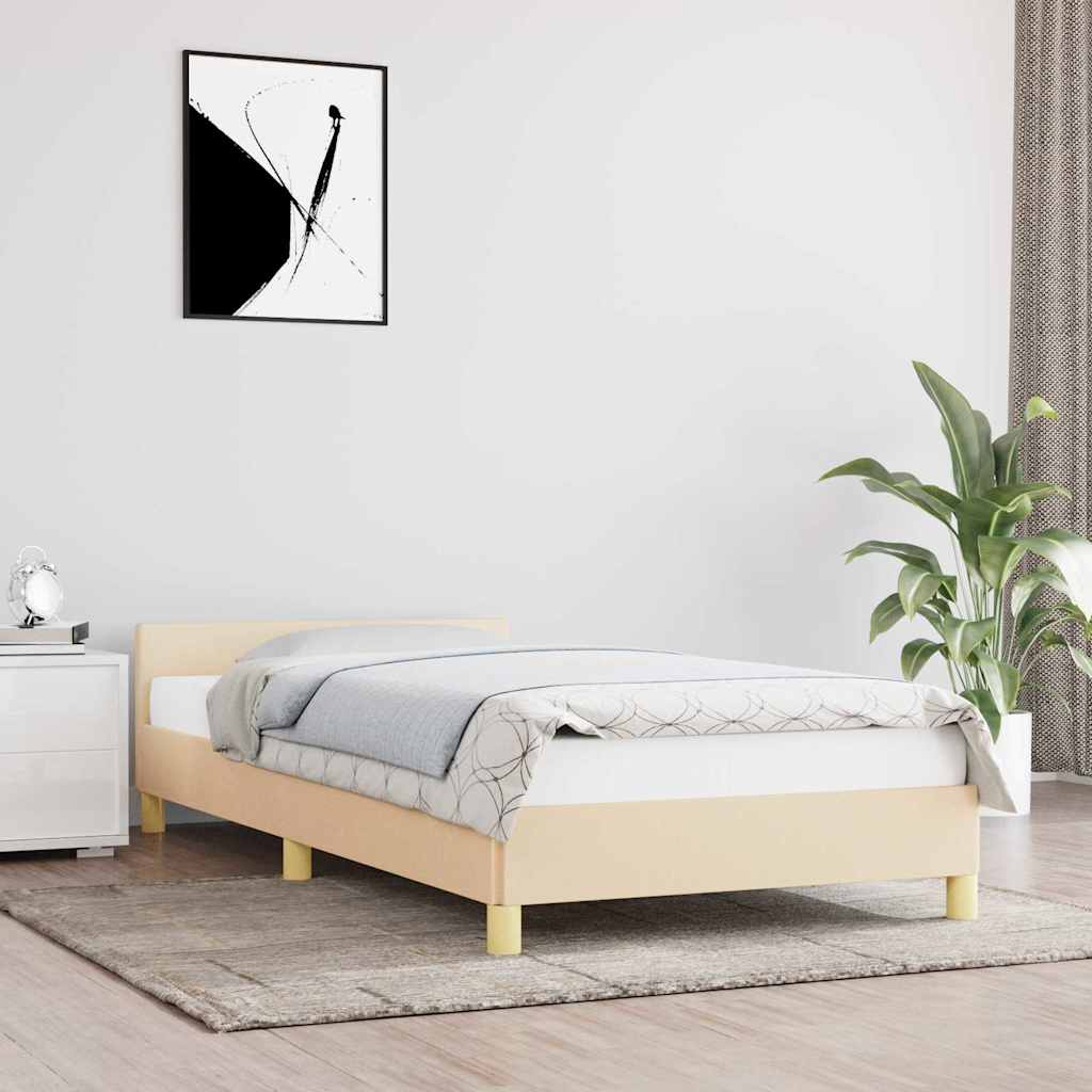 Vidaxl bedframe met hoofdeinde zonder matras 90x190 cm stof crème