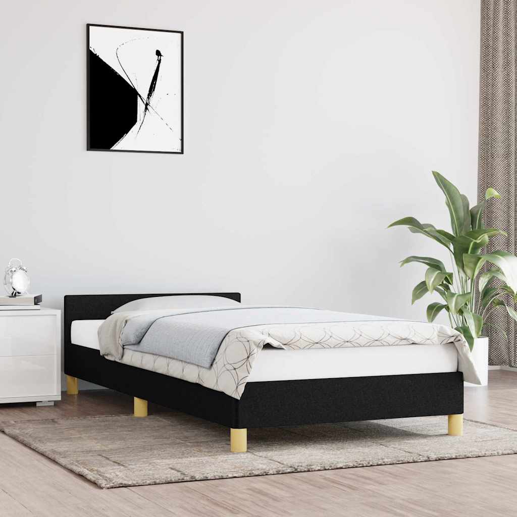 Vidaxl bedframe met hoofdeinde zonder matras 90x200 cm stof zwart