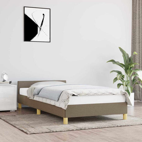 Vidaxl bedframe met hoofdeinde zonder matras 90x200 cm stof taupe