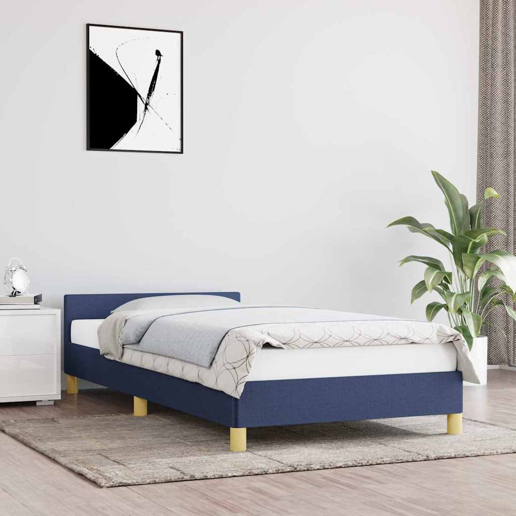 Vidaxl bedframe met hoofdeinde zonder matras 90x200 cm stof blauw