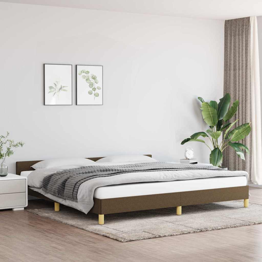 Vidaxl bedframe zonder matras stof donkerbruin 200x200 cm
