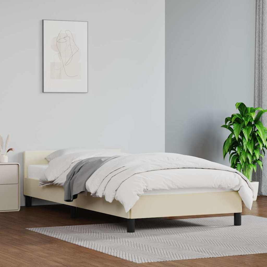 Vidaxl bedframe met hoofdeinde zonder matras 80x200 cm crèmekleurig